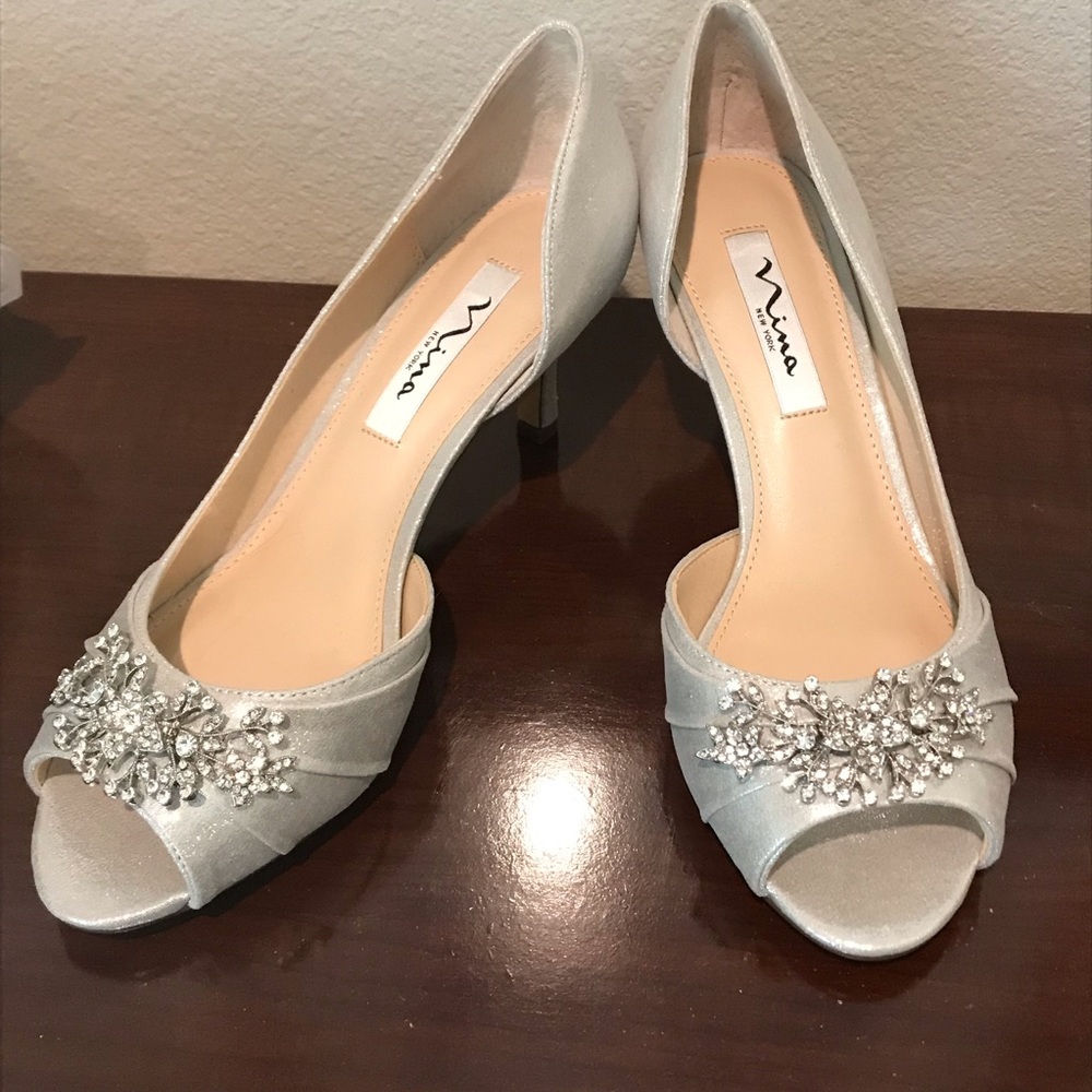 Nina Silver Kitten Heels